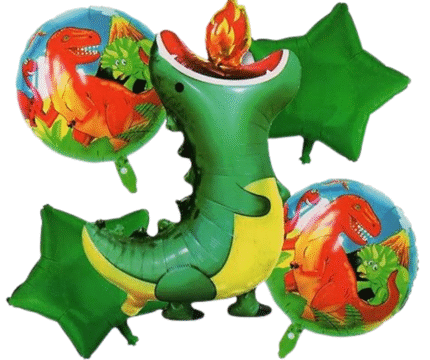 MPS MY PARTY SUPPLIERS® Set of 5 Green Dragon balloon, Dragon Balloons, cute animal balloons, jungle theme, green star balloons, Dragon shape balloons, animal theme, zoo wild animal balloons