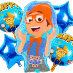 MPS MY PARTY SUPPLIERS® Set of 5 Cartoon Character Foil Balloon Kids Party Cartoon Theme Birthday Decoration ideas Blue Star Foil Balloon