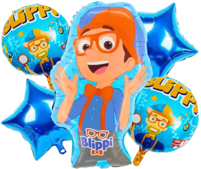 MPS MY PARTY SUPPLIERS® Set of 5 Cartoon Character Foil Balloon Kids Party Cartoon Theme Birthday Decoration ideas Blue Star Foil Balloon - Image 1