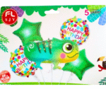 MPS MY PARTY SUPPLIERS® Set of 5 cute chameleon foil balloon, chameleon birthday Balloons, reptiles animal balloons, green star balloons, chameleon shape balloons, tropical animal theme balloon - Image 5