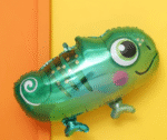 MPS MY PARTY SUPPLIERS® Set of 5 cute chameleon foil balloon, chameleon birthday Balloons, reptiles animal balloons, green star balloons, chameleon shape balloons, tropical animal theme balloon - Image 9
