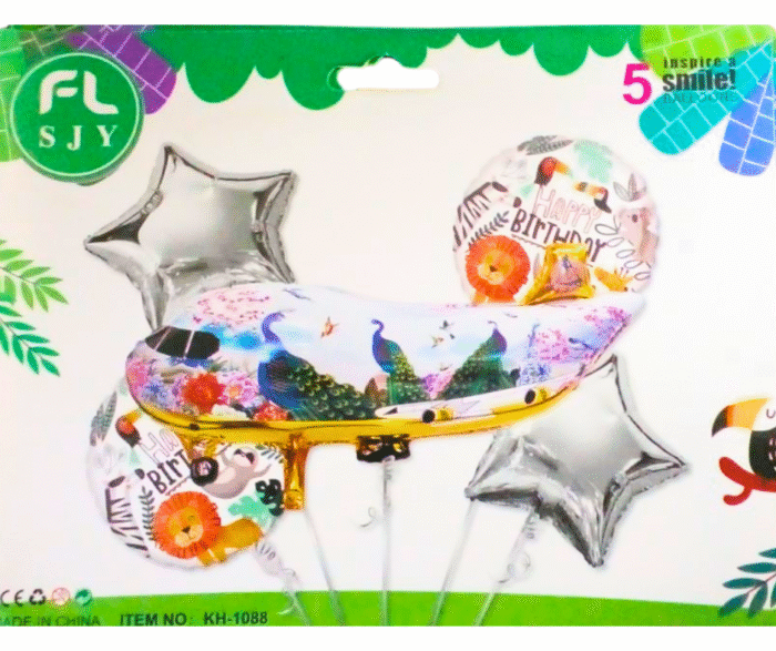 MPS MY PARTY SUPPLIERS® Set of 5 aeroplane foil balloon, flying balloon, air plane balloon, foil balloon aeroplane decoration ideas, aviation theme, jungle theme birthday decortion - Image 4