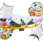 MPS MY PARTY SUPPLIERS® Set of 5 aeroplane foil balloon, flying balloon, air plane balloon, foil balloon aeroplane decoration ideas, aviation theme, jungle theme birthday decortion