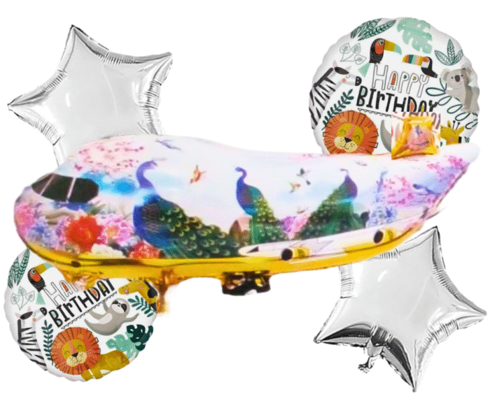 MPS MY PARTY SUPPLIERS® Set of 5 aeroplane foil balloon, flying balloon, air plane balloon, foil balloon aeroplane decoration ideas, aviation theme, jungle theme birthday decortion - Image 1