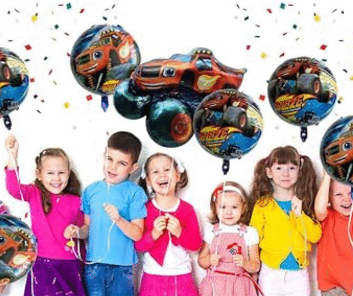 MPS MY PARTY SUPPLIERS® Set of 5 Blaze and The Monster Machine Foil Balloons, red star balloons, car balloon for kids, Monster Cars, vehicle transport truck theme, Cartoon Racing Car balloon - Image 4