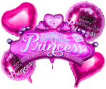 MPS MY PARTY SUPPLIERS® Set of 5 Princess crown foil balloons, Princess themed party decoration, Pink heart foil balloons, star balloon, balloons girls party (pink crown)