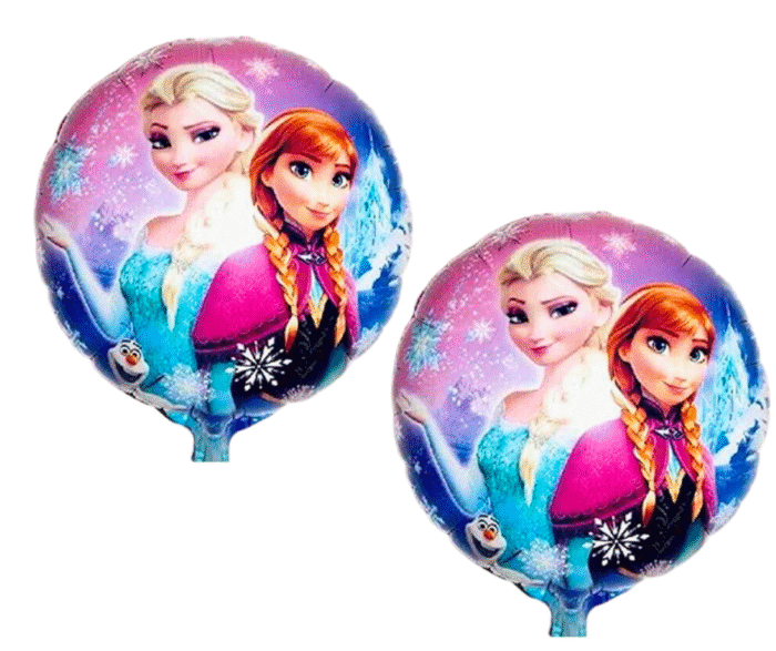 MPS MY PARTY SUPPLIERS® Set of 5 Frozen foil balloons, Princess themed party, Pink heart foil balloons, Princess Balloons for decoration, balloons girls party (blue-pink) - Image 2