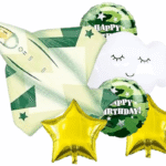MPS MY PARTY SUPPLIERS® Set of 6 Army fighter jet plane Foil Balloon, army theme birthday decoration balloons, Army theme Decoration, Military theme decoration balloons, star cloud balloon