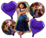 MPS MY PARTY SUPPLIERS® Set of 5 Moana Foil Balloons for Birthday Decoration, Princess Theme Balloons for girls Party Decoration, Cartoon Balloon, purple heart balloon, moana theme birthday decoration