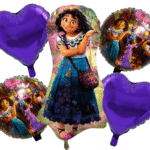 MPS MY PARTY SUPPLIERS® Set of 5 Moana Foil Balloons for Birthday Decoration, Princess Theme Balloons for girls Party Decoration, Cartoon Balloon, purple heart balloon, moana theme birthday decoration