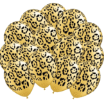 MPS MY PARTY SUPPLIERS® Set of 20 Jungle Safari Animal Pattern Print Latex Balloons 12inch Tiger Stripes Lion Cow Dog Wild Animals Print Balloons for Jungle Theme Birthday Decorations (yellow)