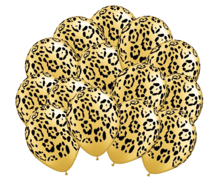 MPS MY PARTY SUPPLIERS® Set of 20 Jungle Safari Animal Pattern Print Latex Balloons 12inch Tiger Stripes Lion Cow Dog Wild Animals Print Balloons for Jungle Theme Birthday Decorations (yellow)