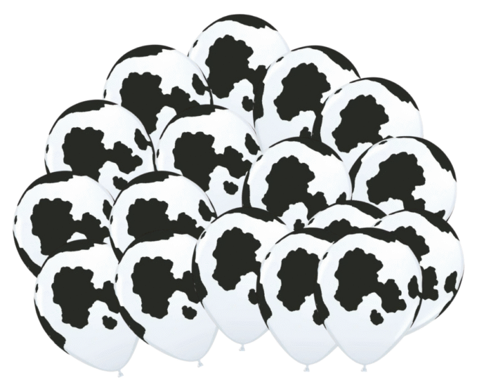 MPS MY PARTY SUPPLIERS® Set of 20 Jungle Safari Animal Pattern Print Latex Balloons 12inch Tiger Stripes Lion Cow Dog Wild Animals Print Balloons for Jungle Theme Birthday Decorations (cow print) - Image 1