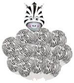 MPS MY PARTY SUPPLIERS® 21pcs combo set of Jungle Safari Animal Pattern Print Latex Balloons Tiger Stripes Lion Cow Wild Animals Print Balloons for Jungle Theme Birthday Decorations (zebra)