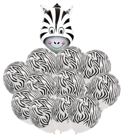 MPS MY PARTY SUPPLIERS® 21pcs combo set of Jungle Safari Animal Pattern Print Latex Balloons Tiger Stripes Lion Cow Wild Animals Print Balloons for Jungle Theme Birthday Decorations (zebra)