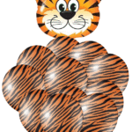 MPS MY PARTY SUPPLIERS® 21pcs combo set of Jungle Safari Animal Pattern Print Latex Balloons Tiger Stripes Lion Cow Wild Animals Print Balloons for Jungle Theme Birthday Decorations (tiger)