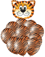 MPS MY PARTY SUPPLIERS® 21pcs combo set of Jungle Safari Animal Pattern Print Latex Balloons Tiger Stripes Lion Cow Wild Animals Print Balloons for Jungle Theme Birthday Decorations (tiger)