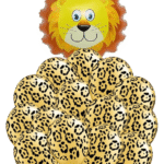 MPS MY PARTY SUPPLIERS® 21pcs combo set of Jungle Safari Animal Pattern Print Latex Balloons Tiger Stripes Lion Cow Wild Animals Print Balloons for Jungle Theme Birthday Decorations (lion)