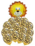 MPS MY PARTY SUPPLIERS® 21pcs combo set of Jungle Safari Animal Pattern Print Latex Balloons Tiger Stripes Lion Cow Wild Animals Print Balloons for Jungle Theme Birthday Decorations (lion)