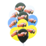 MPS My Party Suppliers 10pcs Cars 3 Lightning McQueen latex Balloon, cars birthday decoration, Racing Car Balloons for kids Party, Car latex Balloon, yellow black white balloons, Transportation Theme
