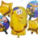 MPS MY PARTY SUPPLIERS® Set of 5 Cartoon character Duckling Juan foil balloon, cute animal balloons, jungle theme birthday decoration, animal theme, duck balloon for kids, Cartoon foil balloons