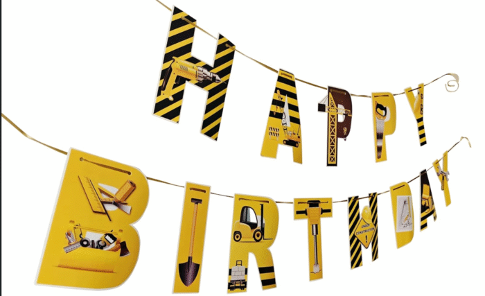 MPS MY PARTY SUPPLIERS® Construction Birthday Party Supplies Construction Birthday Banner Boys and girls,Construction Birthday Party Supplies Banner,Under Construction Kids Party Theme - Image 3