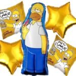MPS MY PARTY SUPPLIERS® Set of 5 Cartoon character foil balloons, cartoon balloons for kids birthday decoration, golden star balloons, square shape foil balloons decoration