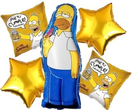 MPS MY PARTY SUPPLIERS® Set of 5 Cartoon character foil balloons, cartoon balloons for kids birthday decoration, golden star balloons, square shape foil balloons decoration