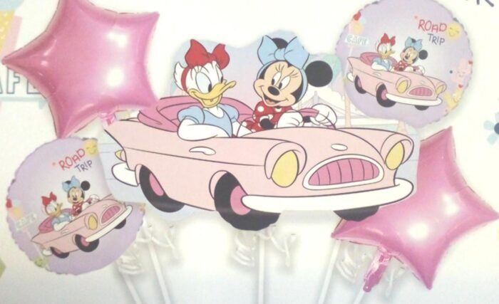 MPS My Party Suppliers Beautiful Combo Set of 5 Minnie Mouse and Daisy Duck in Car Foil Balloons for birthday decoration, Baby Shower, Events Decoration. Minnie Mouse foil balloon. Car balloon. - Image 8
