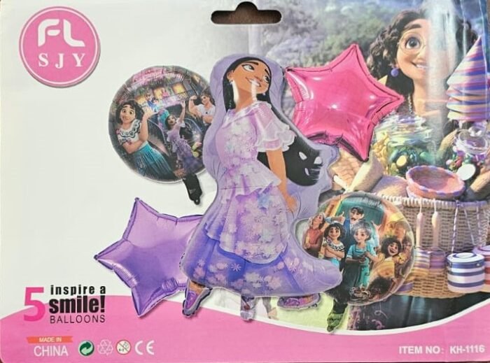 MPS MY PARTY SUPPLIERS® Set of 5 Isabella Foil Balloons, Moana Foil Balloons, Princess Theme Balloons for girls Party Decoration, Cartoon Balloon, purple star balloon, moana theme birthday decoration - Image 2