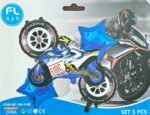 MPS MY PARTY SUPPLIERS® Set of 5 Racing bike and tyres Foil Balloons, blue star balloons, motor bike balloon for Kids, Monster Cars bikes, vehicle transport truck theme, Racing Car balloon - Image 3
