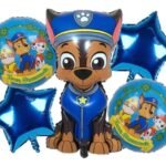 MPS MY PARTY SUPPLIERS® Set of 5 Cartoon dog foil balloon, cute animal dog balloons, jungle theme birthday decoration, animal theme, star balloons