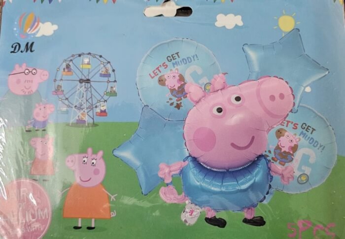 MPS MY PARTY SUPPLIERS® Set of 5 Peppa pig foil balloons, Cartoon Character Foil Balloon for Kids Birthday Decoration Foil Balloons Decoration for Boys Girls Children Toddlers (blue) - Image 5