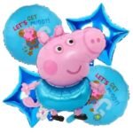 MPS MY PARTY SUPPLIERS® Set of 5 Peppa pig foil balloons, Cartoon Character Foil Balloon for Kids Birthday Decoration Foil Balloons Decoration for Boys Girls Children Toddlers (blue)