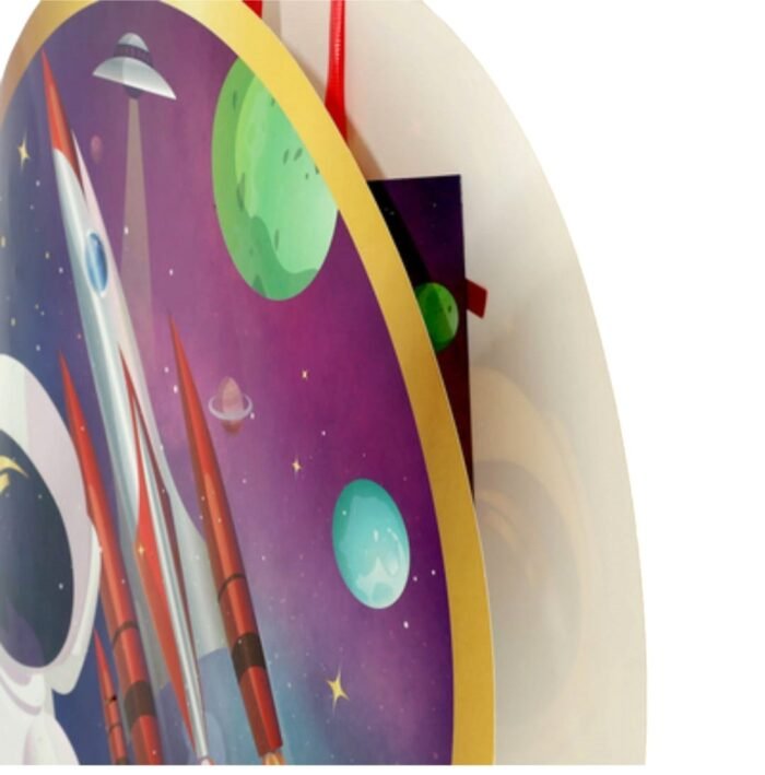 MPS MY PARTY SUPPLIERS® 1pc Space Pull String Round Shaped Pinata Astronaut Rocket Print Khoi Bag Kids Party Goodie Bags Space Theme Party Supplies for boys Outer Space Theme Birthday Decoration - Image 3