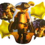 MPS MY PARTY SUPPLIERS® Set of 5 Cat foil balloons for kids, Cat with hat boots foil balloons, Jungle theme birthday decoration, golden star balloons, Cat foil balloon kids girl boys, animal balloon