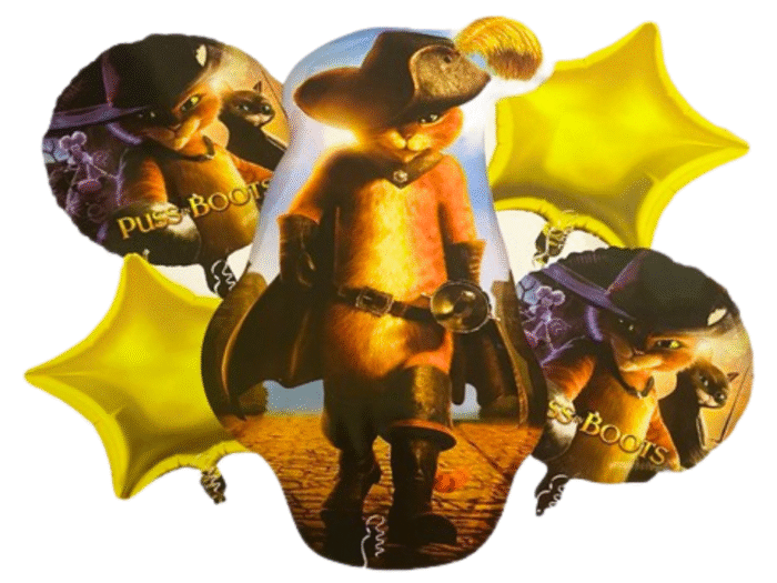 MPS MY PARTY SUPPLIERS® Set of 5 Cat foil balloons for kids, Cat with hat boots foil balloons, Jungle theme birthday decoration, golden star balloons, Cat foil balloon kids girl boys, animal balloon - Image 1