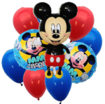 MPS MY PARTY SUPPLIERS® Set of 9 Mickey Mouse Foil Balloons for kids birthday decoration, Cartoon character foil balloon, red blue latex balloons decoration ideas, Large size mickey foil balloon