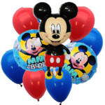 MPS MY PARTY SUPPLIERS® Set of 9 Mickey Mouse Foil Balloons for kids birthday decoration, Cartoon character foil balloon, red blue latex balloons decoration ideas, Large size mickey foil balloon