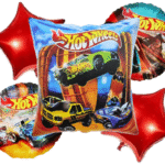 MPS MY PARTY SUPPLIERS® Set of 5 Race Car Balloons, car Balloon, red star balloons, Race Car Birthday Party Supplies, Car vehicle transport Theme, car foil balloon decoration