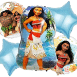 MPS MY PARTY SUPPLIERS® Set of 5 Moana Foil Balloons for Birthday Decoration, Princess Theme Balloons for girls Party Decoration, Cartoon Balloon, blue star balloon, moana theme birthday decoration