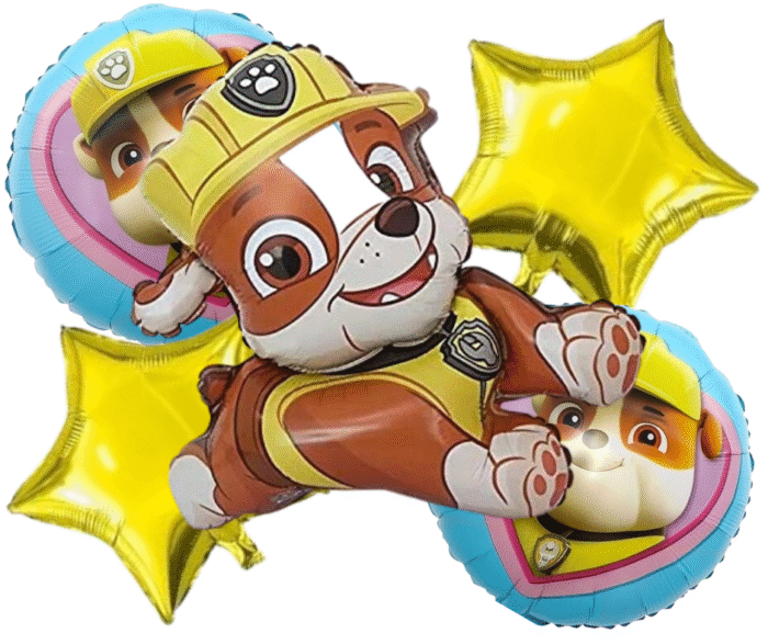 MPS MY PARTY SUPPLIERS® Set of 5 Cartoon dog foil balloon, cute animal dog balloons, jungle theme birthday decoration, animal theme - Image 1