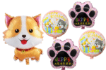 MPS MY PARTY SUPPLIERS® Set of 5 cute dog foil balloon, animal paw balloons, jungle theme, golden star balloons, Dog Puppy Foil Balloon for Kids, Foil Balloon for Dog Pet Birthday Decoration Supplies