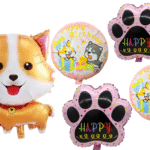 MPS MY PARTY SUPPLIERS® Set of 5 cute dog foil balloon, animal paw balloons, jungle theme, golden star balloons, Dog Puppy Foil Balloon for Kids, Foil Balloon for Dog Pet Birthday Decoration Supplies
