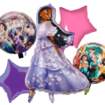 MPS MY PARTY SUPPLIERS® Set of 5 Isabella Foil Balloons, Moana Foil Balloons, Princess Theme Balloons for girls Party Decoration, Cartoon Balloon, purple star balloon, moana theme birthday decoration