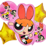 MPS MY PARTY SUPPLIERS® Set of 5 Cartoon character foil balloons Powerpuff girls, cartoon balloons for kids birthday decoration, golden star balloons