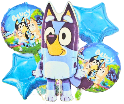 MPS MY PARTY SUPPLIERS® Set of 5 Cartoon dog foil balloon, cute animal dog balloons, jungle theme birthday decoration, animal theme, star balloons