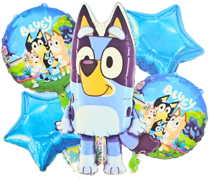 MPS MY PARTY SUPPLIERS® Set of 5 Cartoon dog foil balloon, cute animal dog balloons, jungle theme birthday decoration, animal theme, star balloons - Image 1