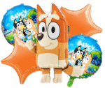 MPS MY PARTY SUPPLIERS® Set of 5 Cartoon dog foil balloon, cute animal dog balloons, jungle theme birthday decoration, animal theme, star balloons