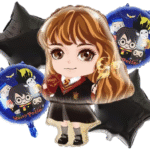 MPS MY PARTY SUPPLIERS® Set of 5 Cartoon character foil balloons, cartoon balloons for kids birthday decoration, black star balloons